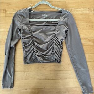 Hollister Charcoal Ruched Long Sleeve Top